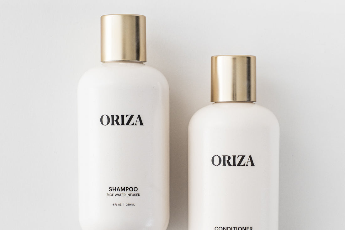 Oriza rice water shampoo and conditioner bottles